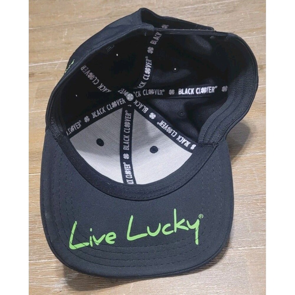 Black Cover Love Lucky Black Hat Green Logo Snapback Cap Golfing Golf Tennis - Picture 4 of 5